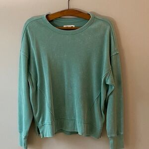 Green Ribbed waffle knit comfy shirt